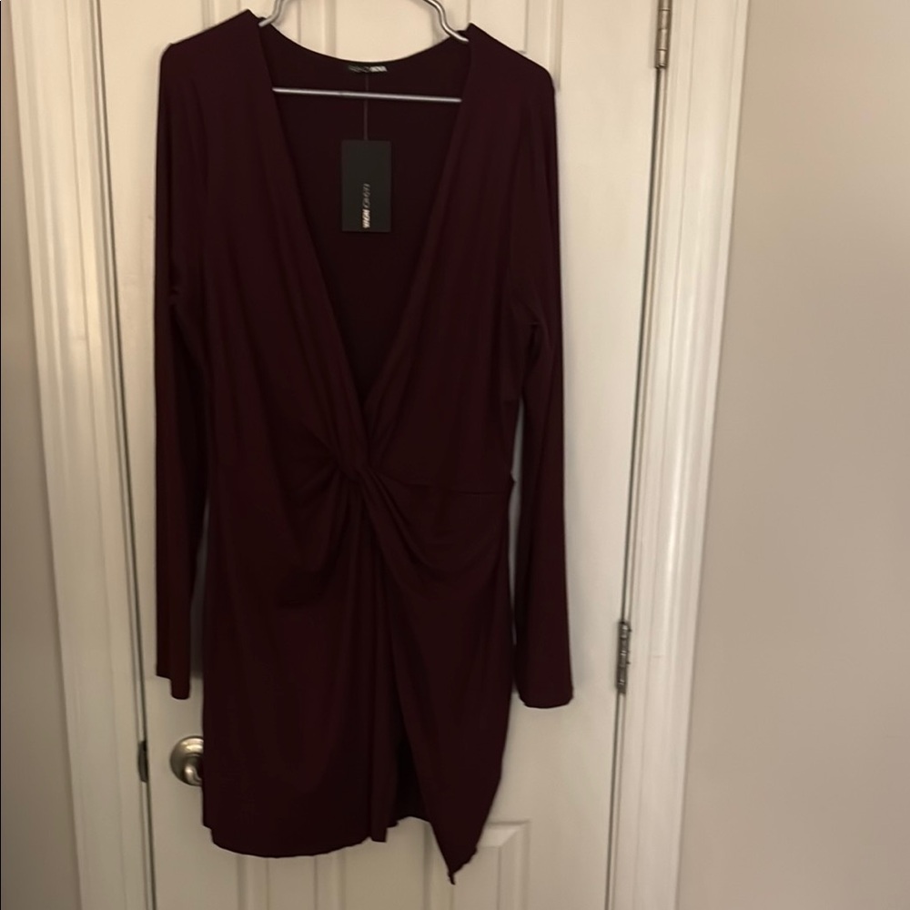 Fashion Nova sugar frenzy, Long Sleeve V-Neck Bodycon Dress